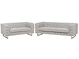 Beliani Modernes Sofa Set 2er Sofa 3er Sofa Polsterbezug Chesterfield Stil beige Vissland