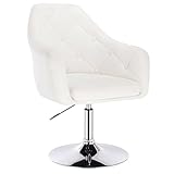 ADHW Stühle Sofas Liege 1x Barsessel Loungesessel Barhocker mit Armlehne drehbar Kunstleder Metall (Color : Weiß)