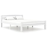 Tidyard Massivholzbett Komfortbett Bettrahmen Bettgestell Holzbett Seniorenbett Doppelbett/Einzelbett Jugendbett Landhausbett Gästebett Betten Bett Schlafzimmer Weiß Kiefer 140x200 cm