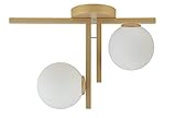 Licht-Erlebnisse Deckenleuchte Gold SLONK Kugel Glas Stahl Modern 45cm länglich G9 wohnliche Wohnzimmer Deckenlampe