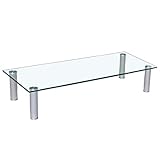 Euro Tische TV-Board TV-Rack Glas in 3 verschiedenen Größen & Farben - perfekt geeignet als Fernsehtisch oder Bildschirmständer (Klar, 80 cm) (80 x 35 x 17 cm)