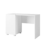 Lomadox Arbeitsplatz Schreibtisch mit 3 Schubladen in weiß Hochglanz, B/H/T ca. 110/77/50 cm