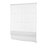 Ventanara® Fenster Raffrollo tageslicht Raffgardine Faltvorhang Montage ohne Bohren inklusive Klemmträger (90 x 130 cm, Weiss Blickdicht)