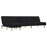 vidaXL Schlafsofa in L-Form Schwarz 255x140x70 cm Stoff