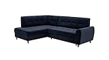 Furnix Ecksofa ESPER - mit Bettkasten und Schalffunktion - L-Form - Schwarze Stellfuße - B240 x H86 x T172 cm - Liegefläche: 190 x 123 cm - Marineblau - RV79