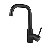 Mursche Wasserhahn Bad Waschtischarmatur Waschbecken Schwarz Matt - Armatur 360°Drehbar Kalt- Warmwasserhahn Hochdruck Mischbatterie Badarmatur Waschbeckenarmatur für Badezimmer WC Spüle Küche