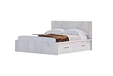 Bett Doppelbett mit 2 Schubladen LINEA 160x200 cm Eiche grau geweißt