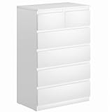 VMG Kommode Weiß mit Schubladen 4+2 - Kleine Kommode Schlafzimmer - Sideboard Weiss - Komodenschrank weiß aus Holz, 80х121 cm
