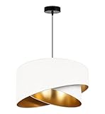 Light-Home Milan Lampenschirm Hängelampe Hängeleuchte - Deckenlampe Industrial für Wohnzimmer Schlafzimmer und Esszimmer - Pendelleuchte aus Metall mit Lampenschirm aus Velours - Weiß und Gold