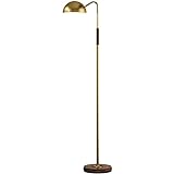 OLOTU Deckenfluter Stehlampe Gold Leselampe Moderne Stehlampe mit Eichenholzsockel Halbrunder Lampenschirm aus Eisen für Schlafzimmer im Innenbereich Stehleuchte