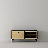 moebel17 TV Lowboard Aldo Sideboard Board stehend, Safir Schwarz mit Holz Optik, Holz, mit Tür viel Stauraum, für Wohnzimmer, Designerstück,120 x 54 x 30 cm, 9642