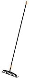 Fiskars Universal-Gartenrechen mit 12 gebogenen Zinken, Breite: 41 cm, glasfaserverstärkter Kunststoff/Aluminium, Schwarz/Orange, Solid, 1003466