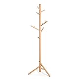 GRFIT Garderobenständer Stand Mantel Rack Holzaufhänger Freistehender Mantelbaum mit 8 Haken Leicht, stehender Kleidergestell for Schlafzimmer zu montieren Taschenständer