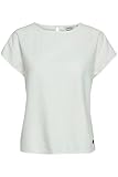 OXMO OXArnora Damen Bluse Kurzarm aus hochwertigem Leinenmix mit Rundhalsausschnitt, Größe:40, Farbe:Off White (114800)