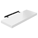 WOLTU Wandregal Volato Wandboard freischwebend hochglänzend weiß Schweberegal CD DVD Regal Bücherregal Holz Board 80x22,9x3,8cm RG9480ws