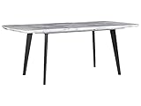 Beliani Esstisch Weiß Marmor Optik 160x90 cm mit Metallgestell Schwarz ausziehbar Mosby
