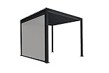 Weide Sonnenrollo Lamellendach für Alu-Pavillon Weide und Sorara Mirador, Pergola, Sonnenschutz, Sichtschutz (3,6 M, Schwarz)