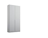 Rauch Möbel Alabama Drehtürenschrank Schrank Kleiderschrank Grau, 2-türig, Inklusive Zubehörpaket Premium, 1 Kleiderstange, 2 Einlegeböden, 2 Schubkästen, BxHxT 91x210x54 cm