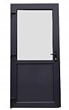PVC Außentür. PVC-Tür für Geschäft, Balkon, Haus, Wirtschaft. 4 Farben: Anthrazit, Goldeiche, Walnuss, weiß (110x210 linke Tür, Anthrazit)