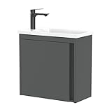 Planetmöbel Badezimmer Waschtischunterschrank 50cm Grau matt mit Waschbecken