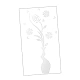 DOITOOL 1 Set Spiegel-Wandaufkleber Blumen-Dekor Blumen-Wandaufkleber Kristall-Dekor Selbstklebender Spiegel Dekorative Spiegelwand Acryl-Spiegelfassung Vase Blumen-Wandaufkleber