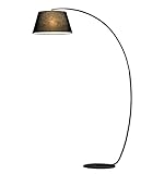 Leselampe für Sofa Schlafzimmer Schmiedeeiserne Bogen-Stehlampe Moderne Stoff-Lampenschirm-Stehleselampe E27-Lampe Für Wohnzimmer-Schlafzimmer-Büro Arbeitsleuchte für Büro ( Color : Schwarz , Size : 1