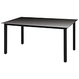 Homgoday Garten Esstisch Gartentisch Tisch Balkontisch Terrassentisch Außentisch Witterungsbeständig für Garten Balkon Terrasse Glas Aluminium 150 x 90 x 74 cm Schwarz
