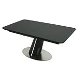 Mendler Esstisch HWC-J72, Tisch Esszimmertisch Ausziehtisch, Marmor-Optik Edelstahl Keramik ausziehbar 160-200x90 cm - schwarz