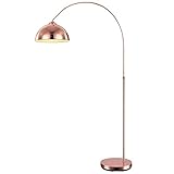 etc-shop Stehlampe Kugel Bogenleuchte Kupfer Metall Standleuchte gebogen Wohnzimmer Höhe verstellbar, Schirm beweglich, 1x E27, H 141-196 cm