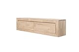 Nordic Story Sideboard Sven (Eiche Gebleicht, Massivholz) • Lowboard mit 2 Schubladen • Auch als Sitzbank im Flur, Konsole oder zum Aufhängen • 120 x 25 x 30 cm