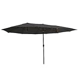 QMBasic Doppelsonnenschirm 4,6 x 2,7 m Oval Anthrazit Gartenschirm Kurbel Sonnenschirm Marktschirm Terrassenschirm Gartenschirm