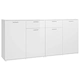 vidaXL Sideboard mit 4 Türen 2 Schubladen Kommode Anrichte Mehrzweckschrank Beistellschrank Schrank Standschrank Hochglanz-Weiß 160x36x75cm Holzwerkstoff