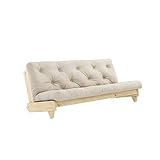 Karup Design Fresh | 3 sitzer Futon Schlafsofa im skandinavischen Stil, Natur Holz mit Beige Matratze 140 x 200 | Kiefer, FSC Mix Zertifiziert Gestell: nordische, vision 90 x 140 x 200