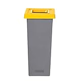 Plafor Fit Abfalleimer zur Mülltrennung - 53L - 33 x 33 x 73 cm - Mülleimer mit 5 kostenlosen Recycling Aufklebern - - Sortiermülleimer Mülltrennsystem für Büro, Badeszimmer. Küche (Gelb)