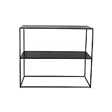 Tische für Wohnkultur Konsolentisch Aus Eisen, 2-stufiger Sofa-beistelltisch Mit Ablagefläche, Schwarz/weißer Couchtisch Für Vasen, Pflanzen, Telefon, Mehrzweck-pflanzen(Size:80*25*80cm,Color:schwarz)