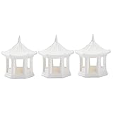 POPETPOP 3 Stück Sechseckige Pavillon-Ornamente Tisch-Miniaturen Outdoor-Zubehör Außendekorationen Asiatische Pagode Dekor Bonsai Asiatisches Axolotl-Panzer-Zubehör