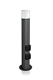 LED Universum Außenstehleuchte Wegeleuchte mit 2 Steckdosen 60cm Ø9cm anthrazit aus sehr dickem robustem Aluminium, pulverbeschichtet, inklusive Leuchtmittel (E27 5,5W G45 warmweiß)