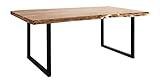 WOLFMÖBEL Live edge Esstisch GURU mit Iron legs, 180x90, Platte 55 mm, Akazie, Farben: acana, legs black