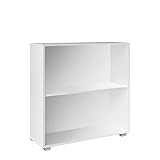 Casaria Bücherregal Vela mit 2 Fächer 77 x 60 x 28cm höhenverstellbare Böden Holz Bücher Wohnzimmer Arbeitszimmer Büro Standregal Holzregal Regal Weiß