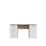 FORTE Net 106 Schreibtisch mit 4 Schubladen und 1 Tür, Holzwerkstoff, Sonoma Eiche + Weiß, 145 x 60 x 76.3 cm