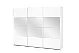 Rauch Möbel Quito Schrank Schwebetürenschrank in Weiß mit Spiegel 3-türig inklusive Zubehörpaket Basic 3 Kleiderstangen, 3 Einlegeböden BxHxT 271x210x62cm