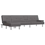 vidaXL Schlafsofa L-förmig 255x140x70 cm Kunstleder grau