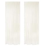 WOLTU Gardinen transparent mit Kräuselband 2er Set Vorhänge Leinenoptik Halbtransparent Voile Leinenvorhang Stores Fensterschal Dekoschal für Wohnzimmer Kinderzimmer Schlafzimmer, 140x245cm Creme