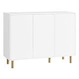 FirFurd Kommode mit 3 Türen Sideboard weiß Küchenschrank, griffloses Design, verstellbaren Regalen, 107x40x80cm(BxTxH)