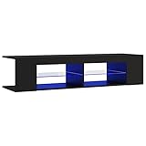 vidaXL TV Schrank mit LED-Leuchten Lowboard Fernsehschrank Fernsehtisch Sideboard HiFi-Schrank TV Möbel Tisch Board Schwarz 135x39x30cm