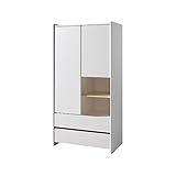Vipack Kleiderschrank Cameron 190 cm hoch inklusive Kleiderstange + 4 Einlegeböden aus MDF Holz weiß Schrank Kinderzimmer Jugendzimmer