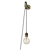 Einfache Wandleuchte, industrieller Vintage-Stil, Messing, E27, kreisförmige Wandleuchte mit Schalter und 2 m Kabel, verstellbare Edison-Nachttischlampe, Persönlichkeit, Wandleuchte für Schlafzimmer,