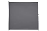 home&Trends Seitenmarkise 180 x 350 cm - Anthrazit ausziehbar Sichtschutz Markisen 280 g/㎡ Polyester, Windschutz & Sonnenschutz für Balkon, Garten, Terrasse