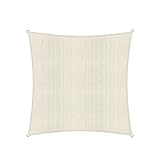 Lumaland Sonnensegel Quadrat | 3 x 3 Meter Wetterbeständiger Sonnenschutz inkl. Befestigungsseile | Terrasse, Garten & Balkon Schattenspender mit UV-Schutz [Creme]