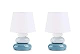konsimo SALU 2er Set Tischlampe - Schreibtischlampe für Wohnzimmer, Schlafzimmer und Flur - Tischleuchten Leselampe - Desk Lamp - Lampen Bürolampe - Blau - Table Lamp